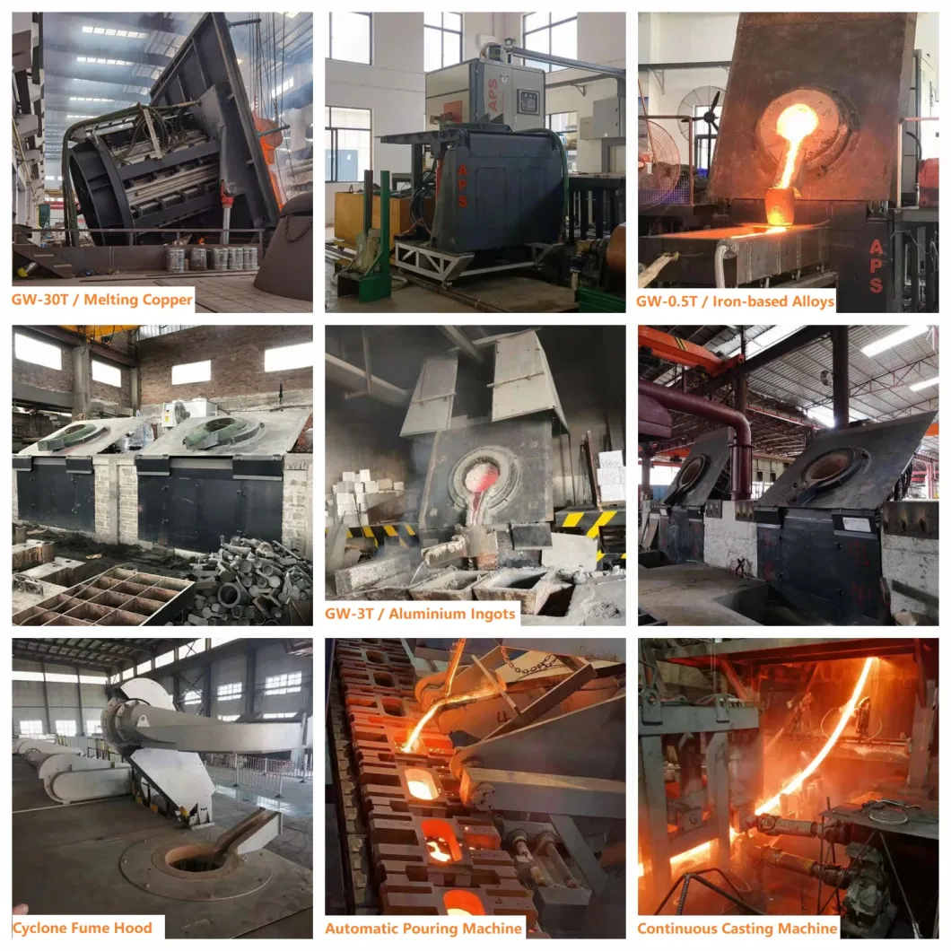 Aps 5ton 30ton Electric Industrial Cast Iron Stainless Steel Copper Aluminum Scrap Smelting Metal Brass Bronze Intermediate Frequency Induction Melting Furnace